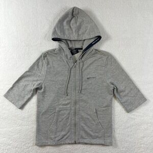 Polo Jeans Co.‎ Short Sleeve Hoodie Jacket Zip-Up Gray Women's Size M VTG NWT